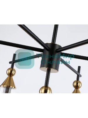 Люстра Ambrella light LH55257/7 BK/BS/CL черный/латунь/прозрачный E14*7 max 40W D640*520