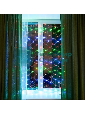 Новогодние светоукрашения Neon-night Гирлянда - сеть 1,8х1,5м, прозрачный ПВХ, 180 LED Мультиколор