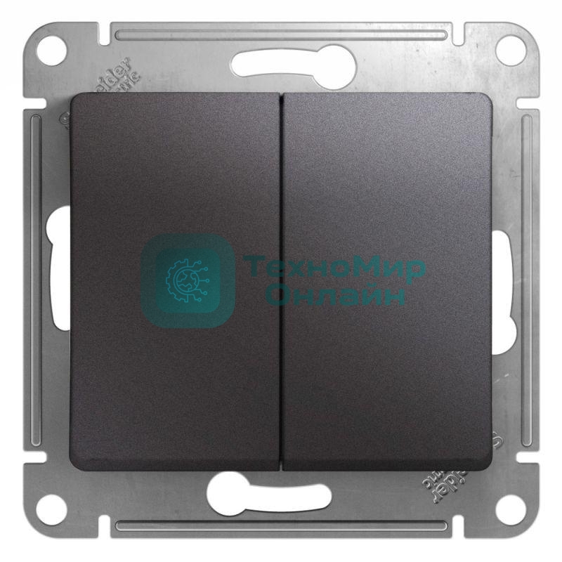 Механизм выключателя 2-кл. СП Glossa сх.5 10А IP20 10AX графит SchE GSL001351