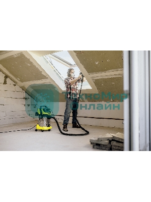 Строительный пылесос Karcher WD 6 P S V-30/6/22/T желтый, 1300 Вт, уборка сухая/сбор воды, пылесборник мешок/контейнер, 30 л