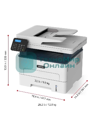 МФУ лазерное Xerox B225 (B225V_DNI), A4, ч/б, печ. до 34 стр/мин., скан. до 23 стр/мин. (ч/б) 7 стр/мин. (цвет), 600x600dpi, USB, RJ-45, Wi-Fi