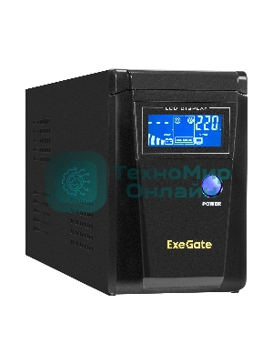Источник бесперебойного питания (инвертор, синус, для котла) ExeGate SineTower SN-600.LCD.AVR.2SH 600VA/360W, чистая синусоида, LCD дисплей, AVR, 2*Schuko, линейно-интерактивный, черный