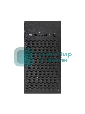 Компьютерный корпус Miditower ExeGate EVO-8243 (ATX, без БП, 2хUSB+1хUSB 3.0, черный, 3 вент. с RGb подсветкой, боковая панель - закаленное стекло)