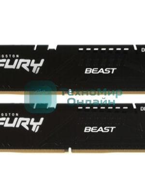 Оперативная память Kingston Fury Beast, DDR5, 32GB (1x32GB), 5600MHz, CL40, DIMM, с радиаторами, черный