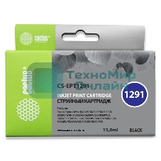Картридж струйный Cactus CS-EPT1291 (T1291) черный (15 мл) для Epson Stylus Office B42/BX305/BX305F/BX320/BX525/BX625/SX420/SX425/SX525/SX620