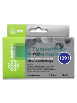 Картридж струйный Cactus CS-EPT1291 (T1291) черный (15 мл) для Epson Stylus Office B42/BX305/BX305F/BX320/BX525/BX625/SX420/SX425/SX525/SX620