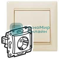 Механизм розетки 1-м СП Valena 2К+З с заземл. нем. станд. сл. кость (DIY-упак.) Legrand 695612
