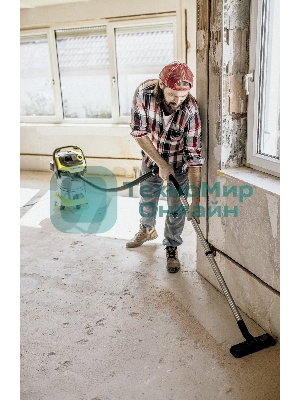 Строительный пылесос Karcher WD 6 P S V-30/6/22/T желтый, 1300 Вт, уборка сухая/сбор воды, пылесборник мешок/контейнер, 30 л