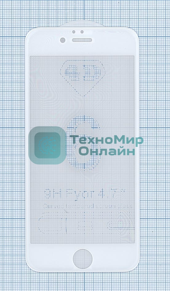 Защитное стекло 4D для Apple iPhone 6/6S белый