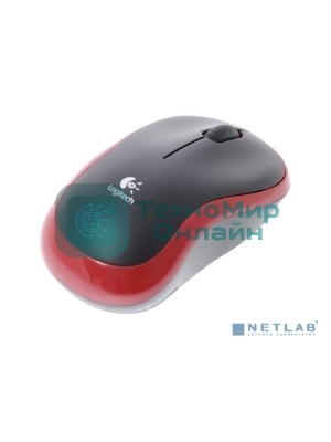 Мышь беспроводная Logitech M185, красный, 1000 dpi, радиоканал, USB, кнопки - 3