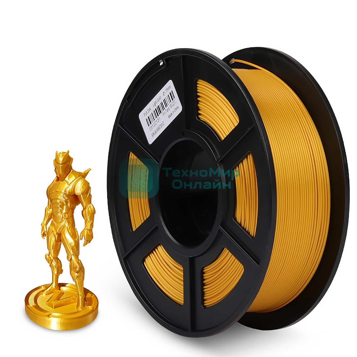 Филамент NVPRINT Silk PLA+ Light gold для 3D печати диаметр 1.75мм длина 330 метров масса 1 кг