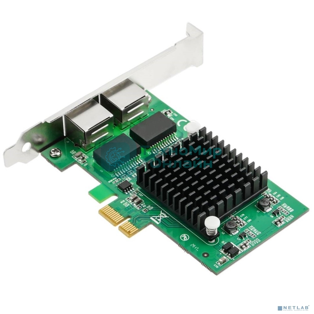 Сетевая карта ORIENT XWT-INT82L2PE PCI-Ex1 v1.0a 2xRJ45 Gigabit Ethernet, Intel 82571GB chipset, 1 Гбит/с, 2 планки крепления в комплекте (31282)