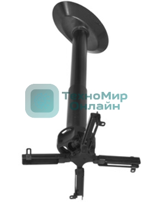 Крепеж Wize Pro PR24A Универсальное потолочный комплект Wize PR24A, состоящий из крепления+штанги 46-61 см +площадки к потолку для проектора, наклон +/- 25°, поворот +/- 6°, вращение 360°, до 23 кг, черный
