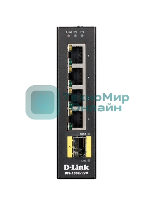 Коммутатор D-Link DIS-100G-5SW/A1A Промышленный неуправляемый коммутатор с 4 портами 10/100/1000Base-T, 1 портом 1000Base-X SFP, функцией энергосбереж
