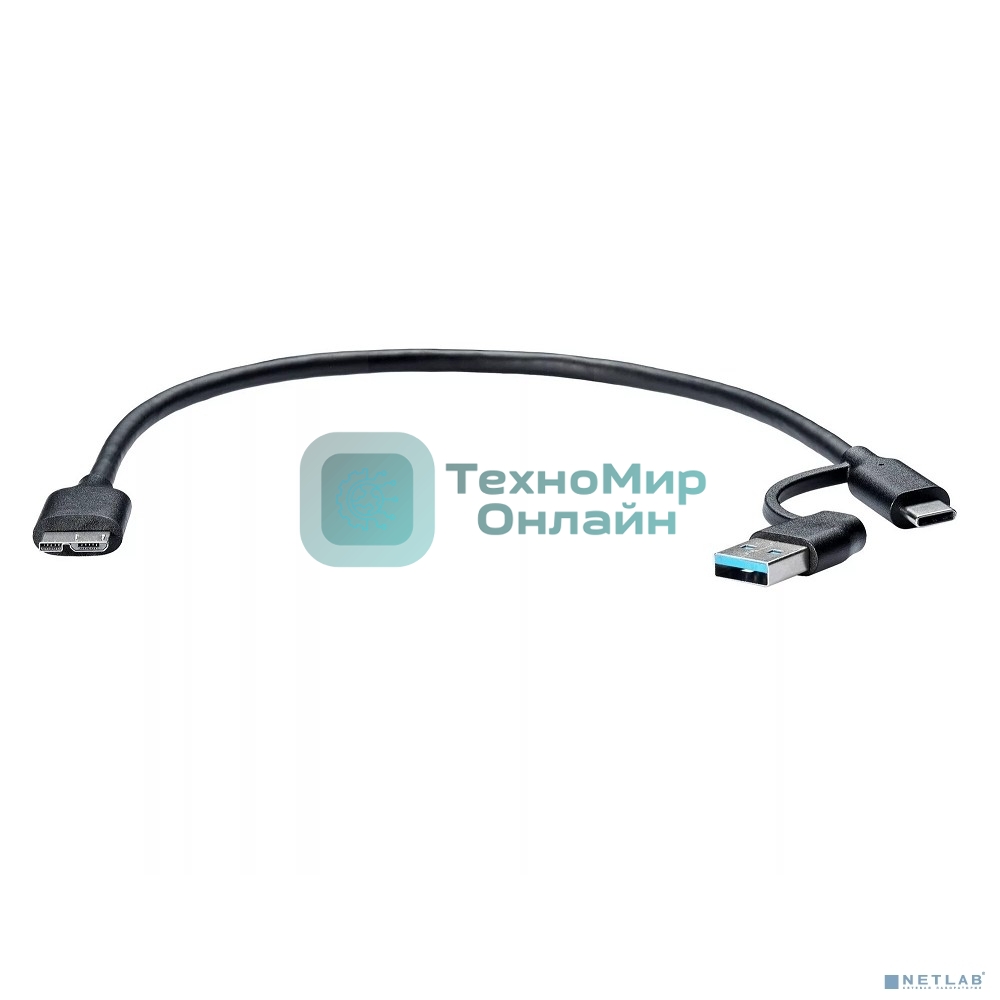 Кабель соединительный Telecom TUS714-0.3M 2-in-1 USBA+C to USB3.0 MicroBM 5Gbps, 0.3m