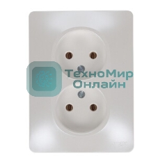 Розетка 2-м СП Glossa 16А IP20 без заземл. в сборе перламутр SchE GSL000620