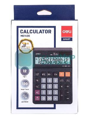 Калькулятор настольный Deli EM01420 черный 12-разр.