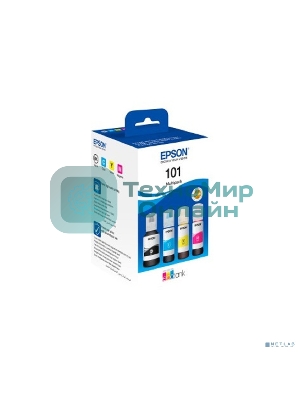 Чернила оригинальные Epson 101 / C13T03V64A мультипак, черный 127 мл., голубой, пурпурный, желтый - 210 мл. для Epson