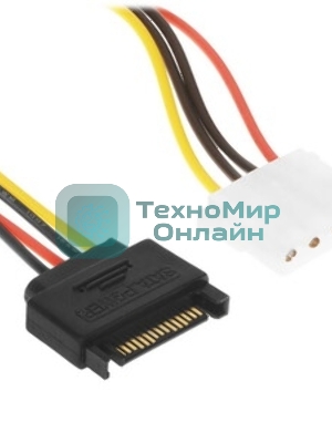 Кабель питания SATA Cablexpert CC-SATA-PS-M, 15 см, sata 15pin/molex 4pin, пакет