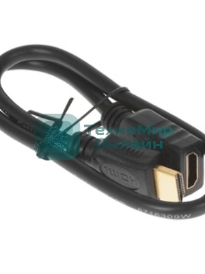 Кабель-удлинитель HDMI Cablexpert CC-HDMI4X-0.5M, 19M/19F, v2.0, позол.разъемы, экран, 0.5м, черный, пакет