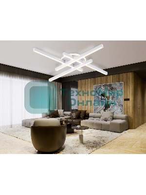 Потолочный светодиодный светильник Ambrella light FL6281 WH белый 58W 3000K-6400K 700*700*85 (ПДУ ИК)