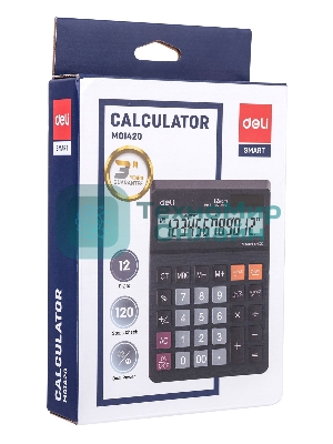 Калькулятор настольный Deli EM01420 черный 12-разр.