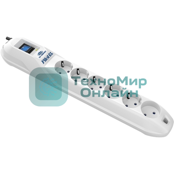 Сетевой фильтр ZIS Pilot GL, 5 розеток с заземляющим контактом+1 без заземления, шнур 1.8 м