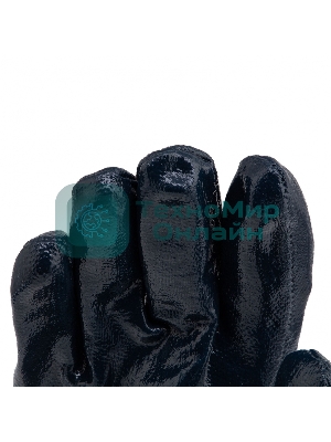 Перчатки трикотажные Сибртех с обливом из бутадиен-нитрильного каучука, крага, L