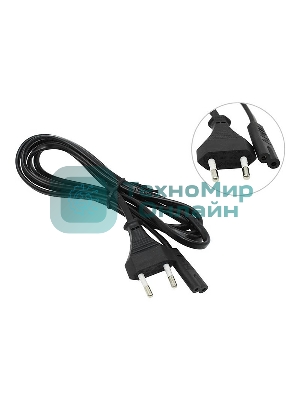 Кабель сетевой для блоков питания двухпиновый 1.2м (0,75mm) черный