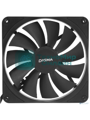 Вентилятор для корпуса Digma DFAN140PWM-1BK черный, 140 мм, 1500 об/мин, 28 дБ, 4 pin