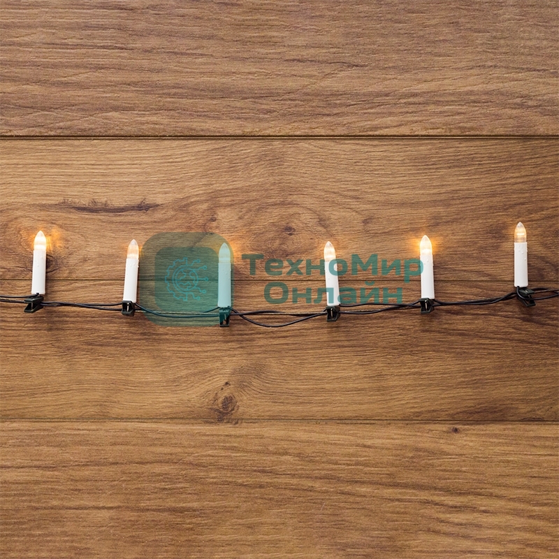 Гирлянда светодиодная Neon-night Свечи 20м, темно-зеленый ПВХ, 100 LED теплый белый, не соединяется