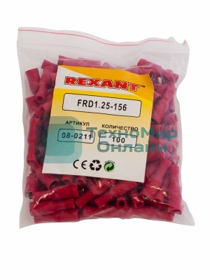 Разъем штекерный изолированный Rexant гнездо 4 мм 0.5-1.5 мм² (РШи-м 1.5-4/РШИм 1,25-5-4) красный