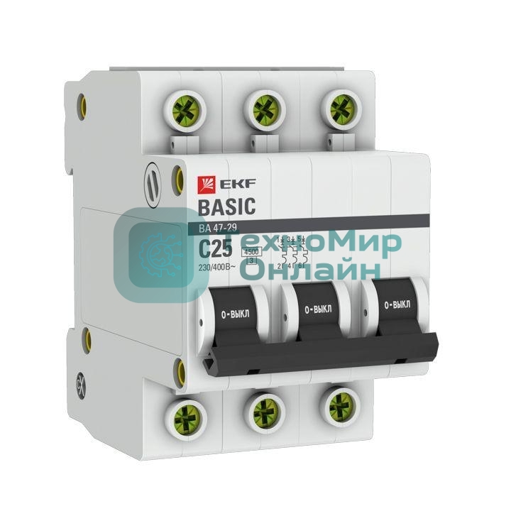 Выключатель автоматический EKF mcb4729-3-25C 3P 25А (C) 4,5кА ВА 47-29 Basic