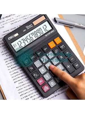 Калькулятор настольный Deli EM01420 черный 12-разр.