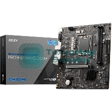 Материнская плата MSI PRO H610M-G, LGA 1700, Intel H610, 2xDDR5, 4xSATA, 1xM.2, 1xPCIe 4.0 x16, 1xPCIe 3.0 x1, 1xHDMI, 1xDP, 1xVGA, 1xRJ45 1Gb, 2xUSB-A 3.2 Gen 1, 4xUSB-A 2.0, 3x3.5мм, 7.1, mATX