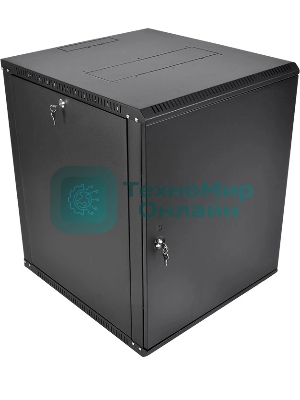 Шкаф телекоммуникационный настенный разборный ЦМО ЭКОНОМ 12U (600 x 520) дверь металл, черный (ШРН-Э-12.500.1-9005)