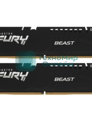 Оперативная память Kingston Fury Beast, DDR5, 32Gb (1x32Gb), 6000MHz, CL30, DIMM, с радиатором, RGb, черный