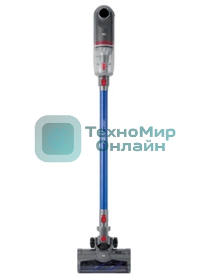 Пылесос вертикальный BQ VCA0102H серый/синий, питание от аккумулятора, 50 Вт, уборка сухая, пылесборник 0,45 л, работа от АКБ max 45 мин.