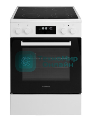Плита электрическая Maunfeld MEC611CW09TD белый, конфорок 4 шт, духовка 59 л, 60 см x 85 см x 63 см