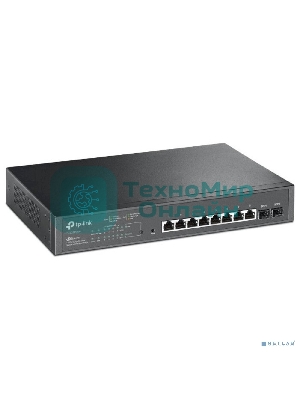 Коммутатор TP-Link JetStream 10-Port Gigabit Smart Switch with 8-Port PoE+, 8× Gigabit PoE+ Ports, 2× Gigabit SFP Slots, 802.3at/af, 150 W PoE Power, 1U 13-inch Rack-mountable Steel CaseIntegration with Omada SDN Controller, 802.1Q VLAN, STP/RSTP/MSTP, IGMP Snoopi