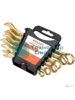 Набор ключей комбинированных Rexant (8, 10, 12, 13, 14, 17 мм), 6 шт., желтый цинк