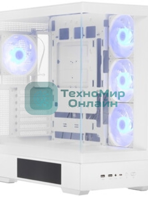 Компьютерный корпус ZALMAN P40 DS, ATX, белый, WINDOW, 9.1-inch LCD screen, 2xCombo(2.5” or 3.5”), 1x2.5”, 1xUSB TYPE-C, 2xUSB 3.0, SIDE 3x120мм ARGb, REAR 1x120мм ARGb