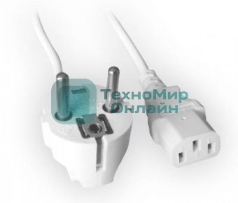 Кабель питания Gembird 1.8м, VDE(0.75мм), белый, с зазем., пакет