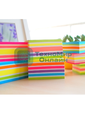 Блок самоклеящийся бумажный Stick`n 21537 76x76 мм, 400 листов, 70 г/м2, неон+пастель, 5 цветов в упаковке