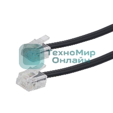 Кабель телефонный аппарат-розетка Cablexpert TC6P4C-5M-BK, 5 м черный