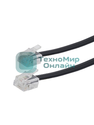 Кабель телефонный аппарат-розетка Cablexpert TC6P4C-5M-BK, 5 м черный