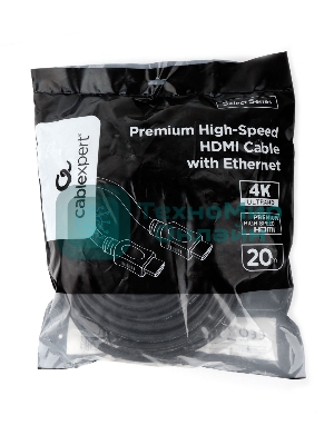 Кабель HDMI Cablexpert CC-HDMI4L-20M, 20м, v2.0, 19M/19M, серия Light, черный, позол.разъемы, экран, пакет