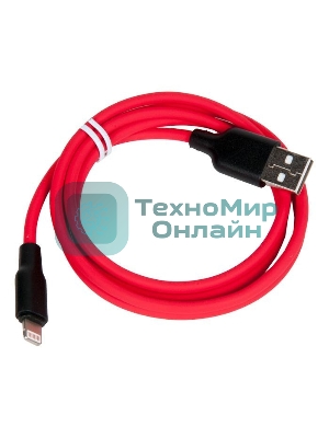 Кабель USB 2.0 HOCO X21, силиконовая оплетка, AM/Lightning M, черно-красный, 1м