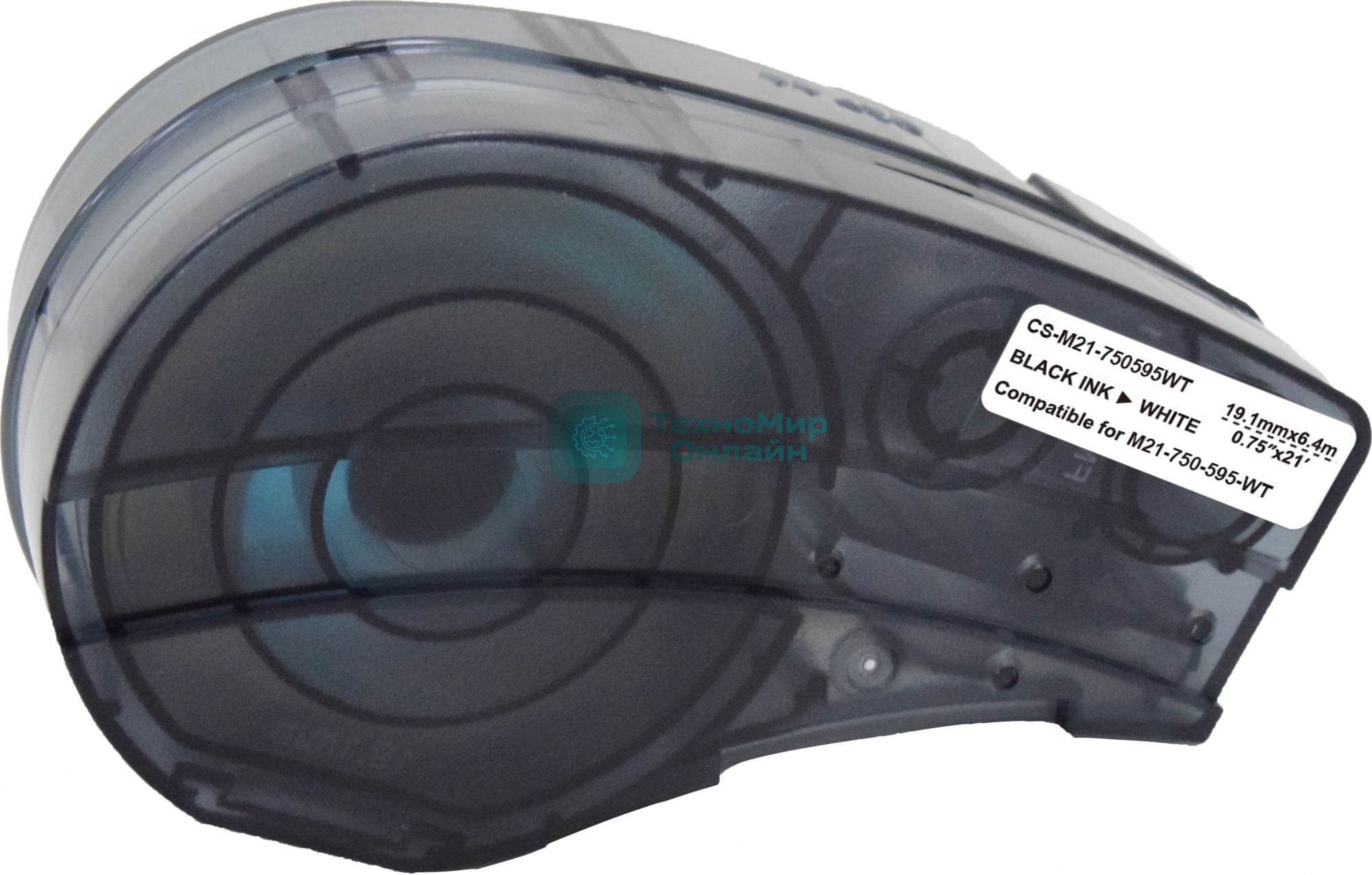 Картридж ленточный Cactus CS-M21-750595WT черный шрифт, белый фон (19.1 мм, 6.4 м) для Brady BMP21-PLUS, BMP21-LAB