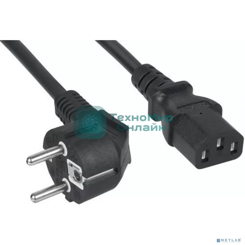 Кабель питания Filum ПВС-АП 3x1.0 CEE 7/7(Schuko) угловая - C13, 220/250В, 10А, чёрный, 1.8м